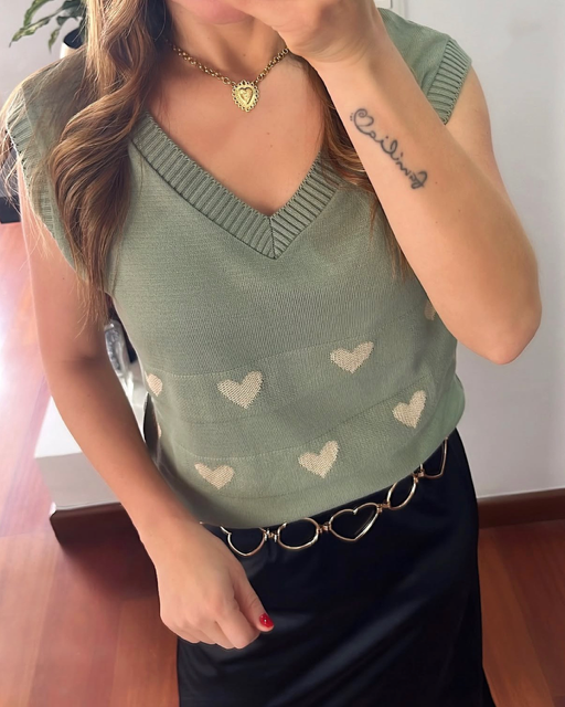 Chaleco Corazones Verde